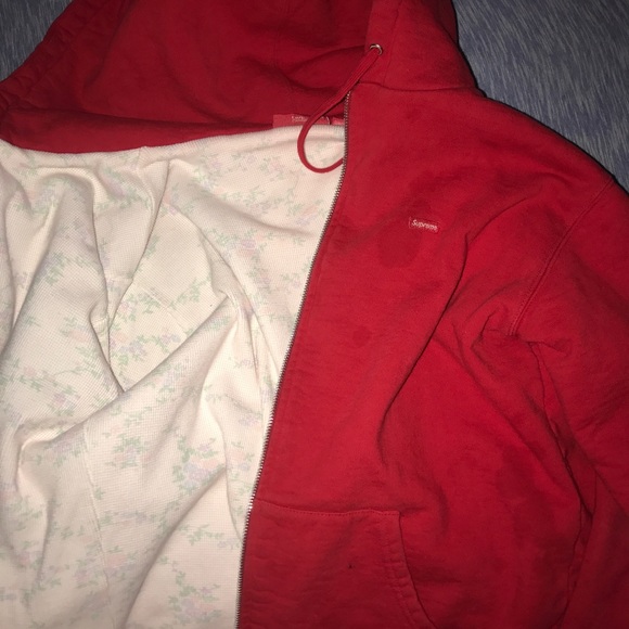 Supreme zip up waffle floral hoody