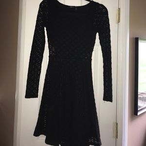 Long sleeved lace black dress