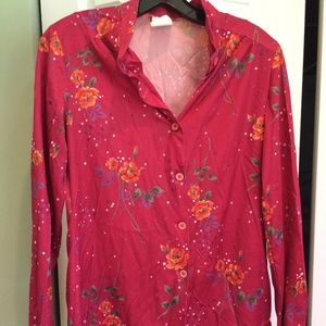 Vintage 70's Long Sleeve Floral Blouse