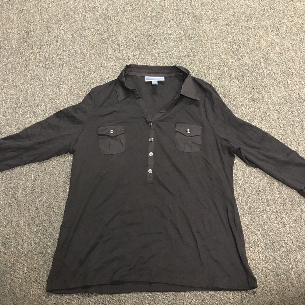 Simple Black blouse top button down