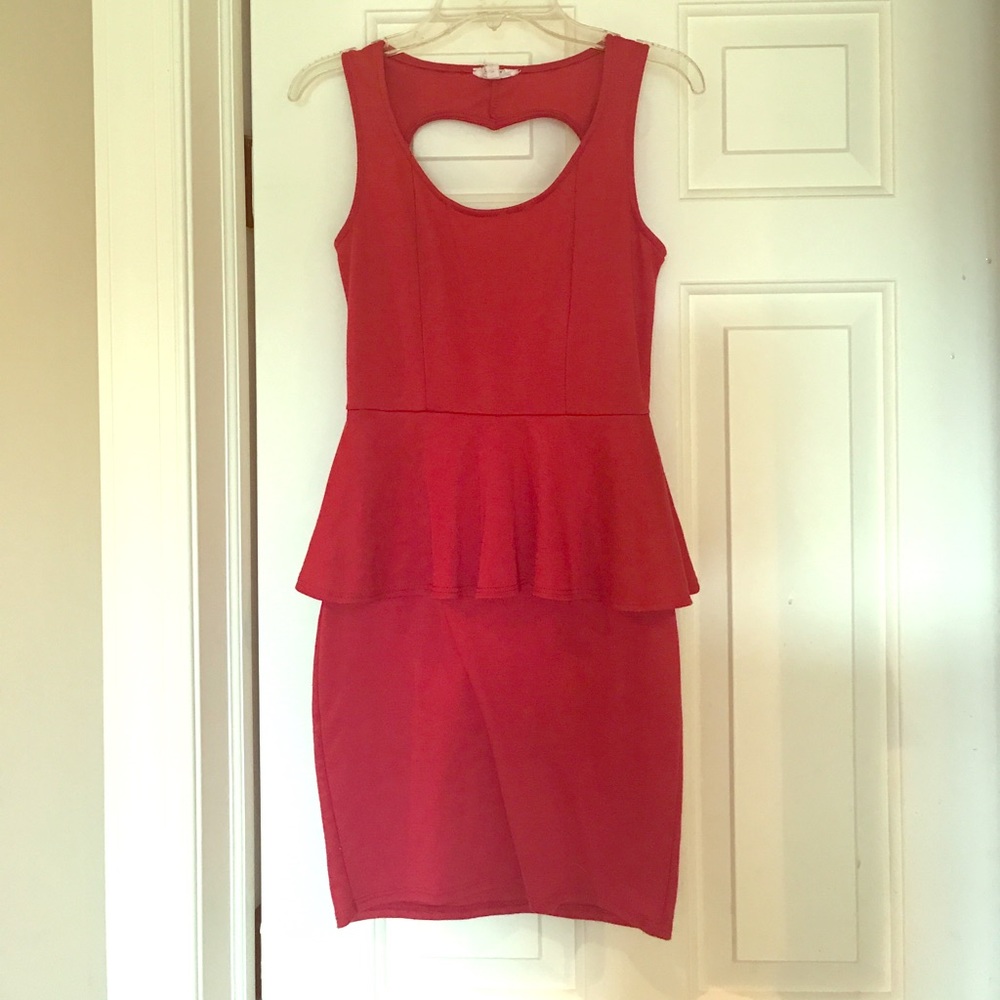 Red peplum bodycon dress