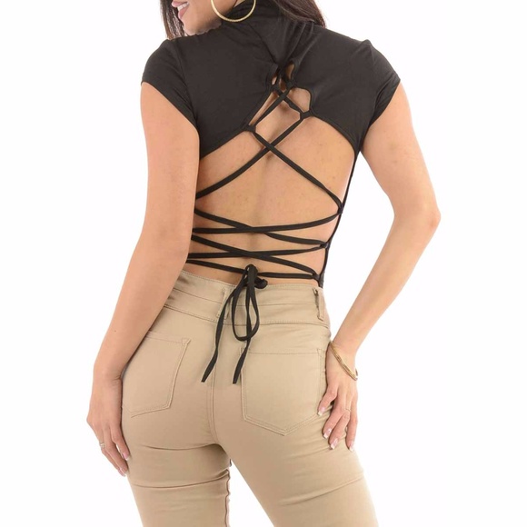 Sweet Sexy Styles Tops - Cute Sexy Open back lace up shirt