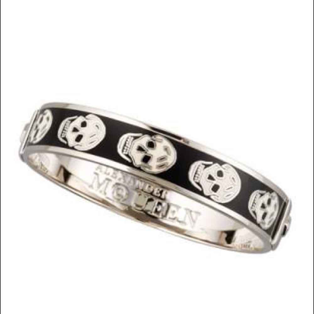 Authentic Alexander McQueen enamel skull bangle