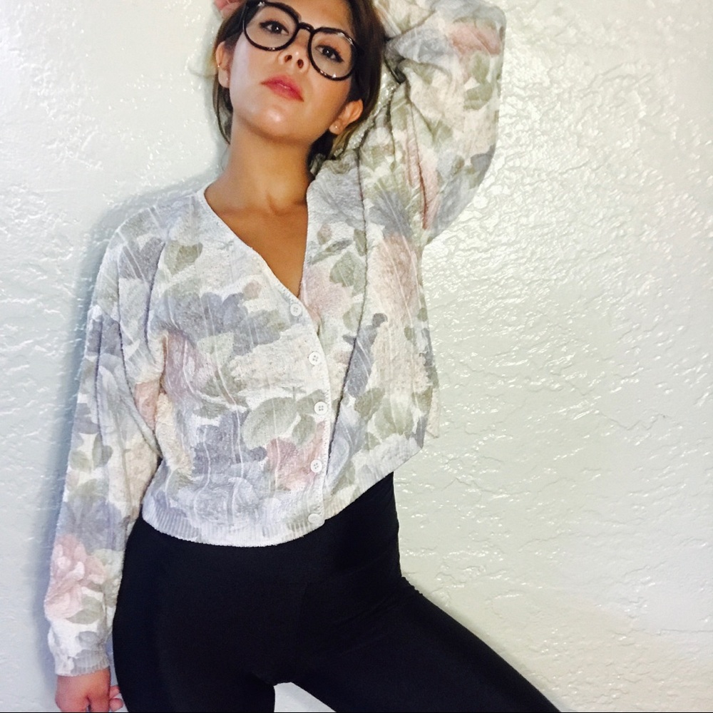 Floral cropped cardigan