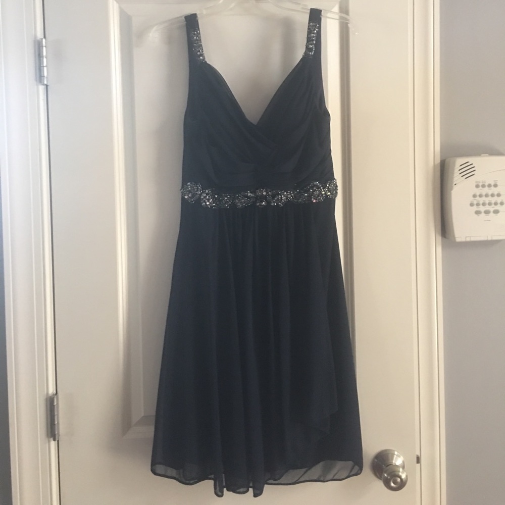 Navy blue sequined homecoming dress