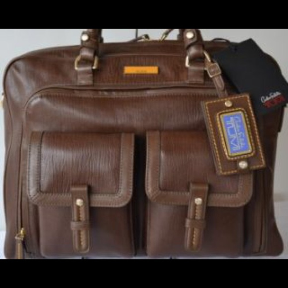 Tumi Carlos Falchi Brown Leather Briefcase Luggage