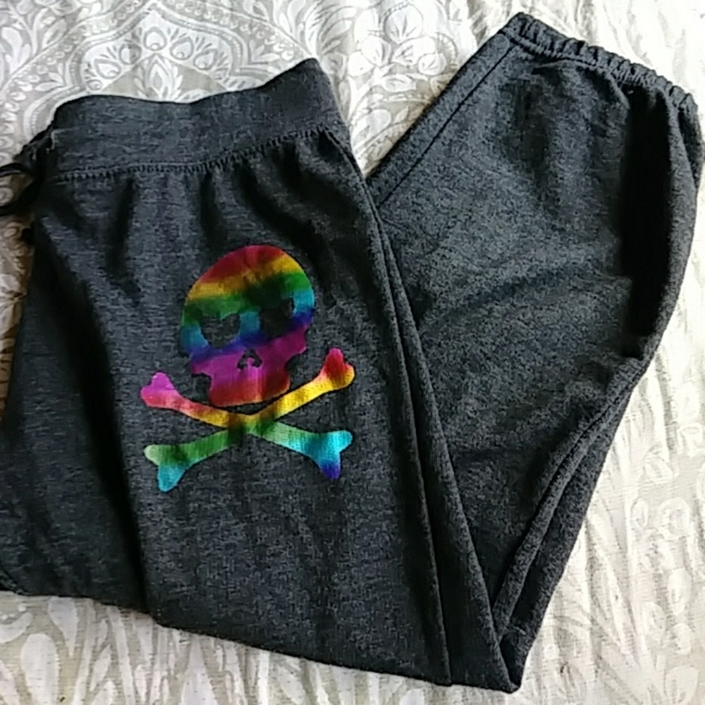 Feathers skull sweat pants