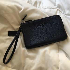 Coach Navy Pebbled Wristlet