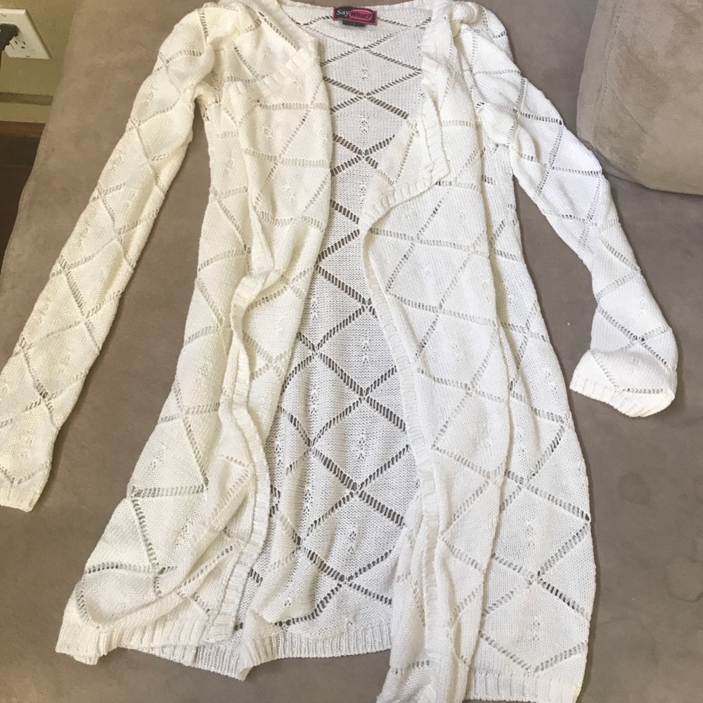 White sweater cardigan