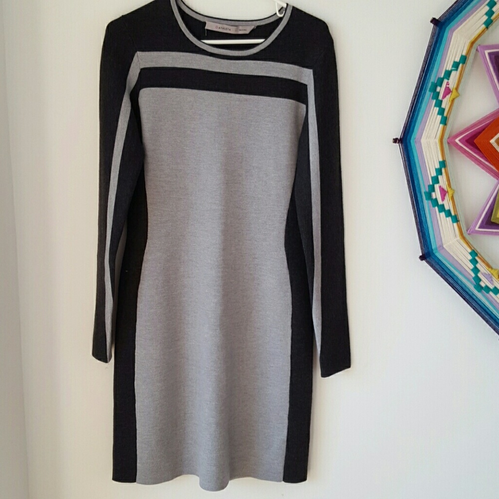 Athleta wool winter sweater dress gray charcoal 4