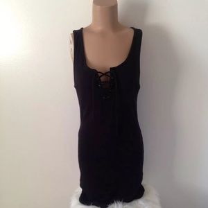 Ribbed Lace Up Dress