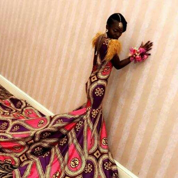 Ankara African Print Prom/Wedding dress - Picture 2 of 4