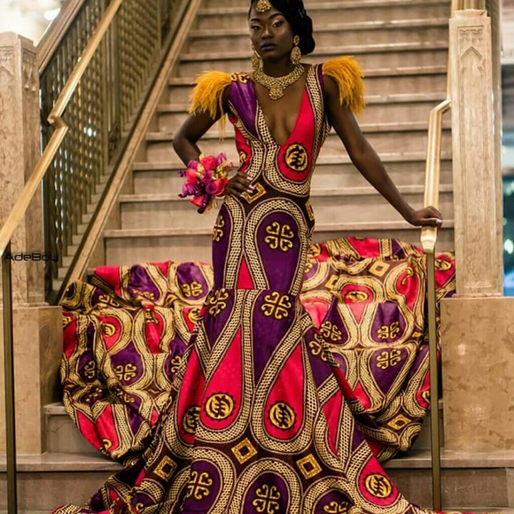 Ankara African Print Prom/Wedding dress - Picture 3 of 4