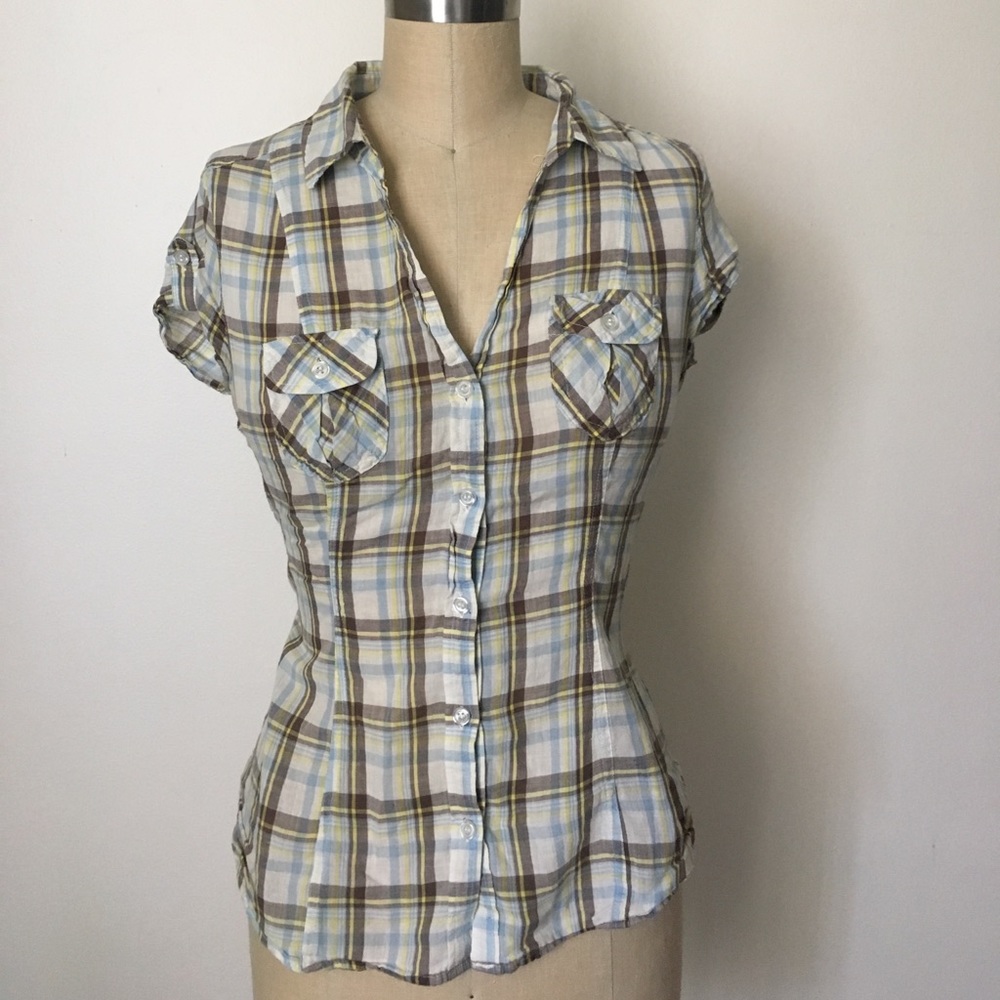 Forever 21 Plaid Short Sleeve Button-Up