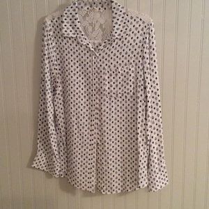 Black and white button down blouse