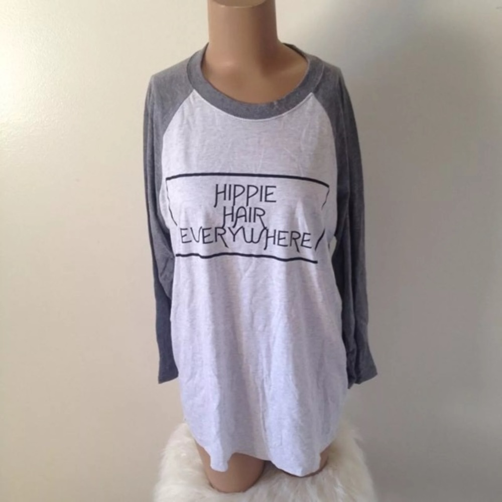 NWT "Hippie Hair Everywhere" Baseball Tee