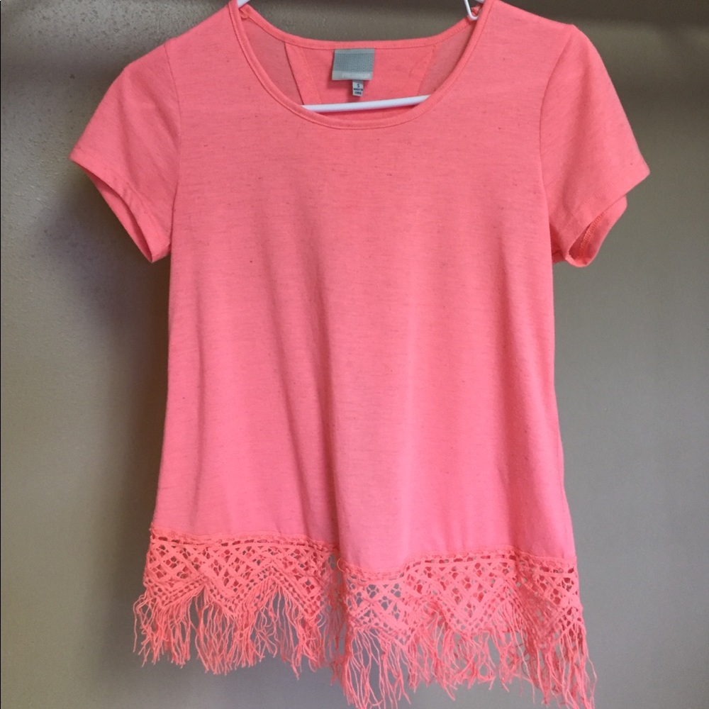 Pink buckle fringe top