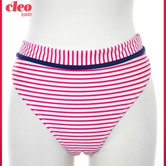 CLEO By Panache Red/Wht Lucille Brief BikiniBottom - Picture 1 of 4