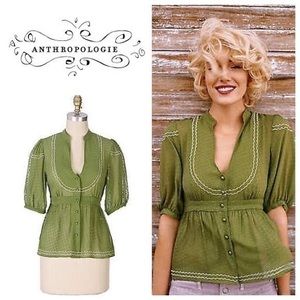 Anthropologie Green Paloverde Dot Top - Maeve 2