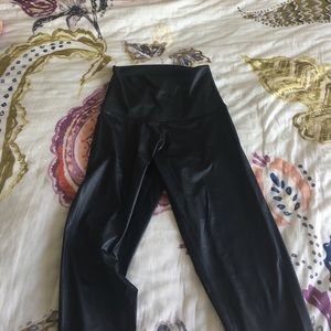 DYI high rise black shiny leggings