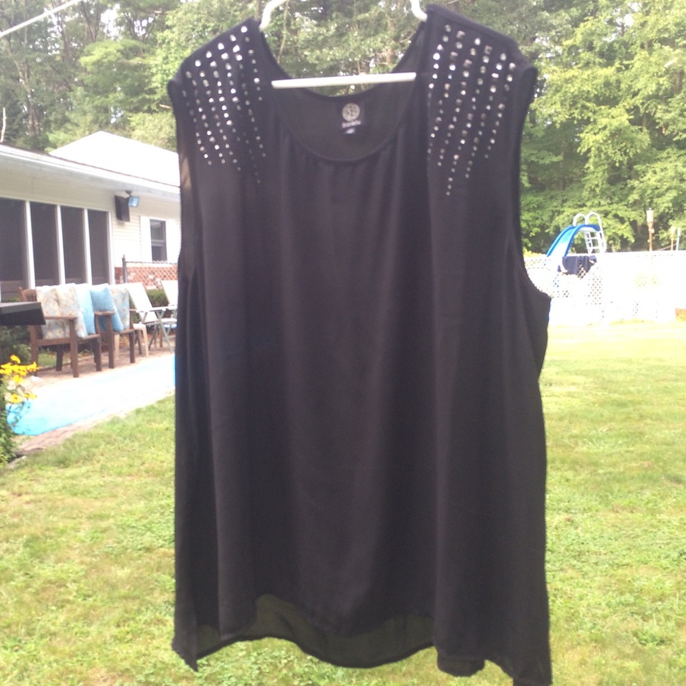 Chiffon Tank with Shoulder Studs