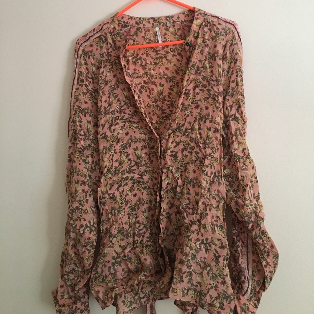Free People Printed Blouse With Belt