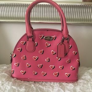 Coach mini cora domed bag with heart print