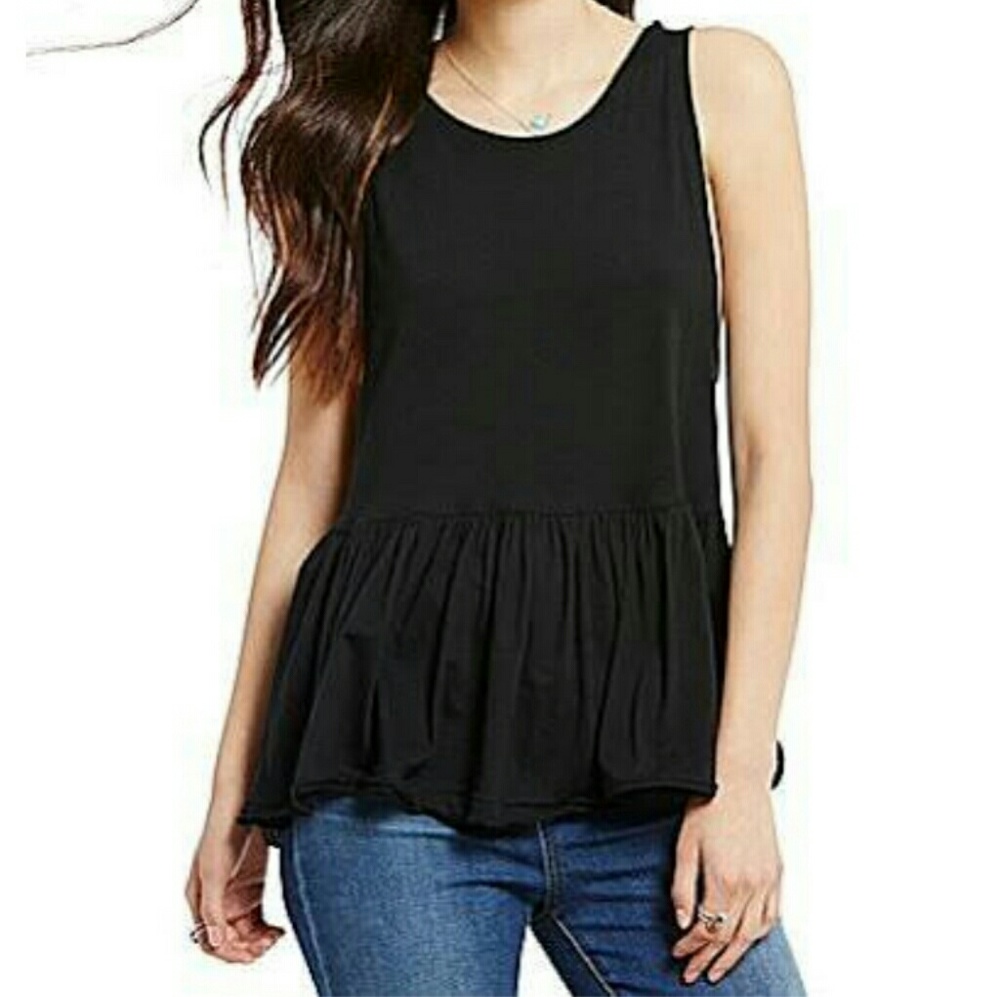 Free People Cantina Washed Black Tank Top