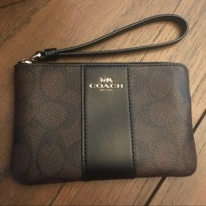 Coach Signature Wristlet in Black and Brown NEW!
