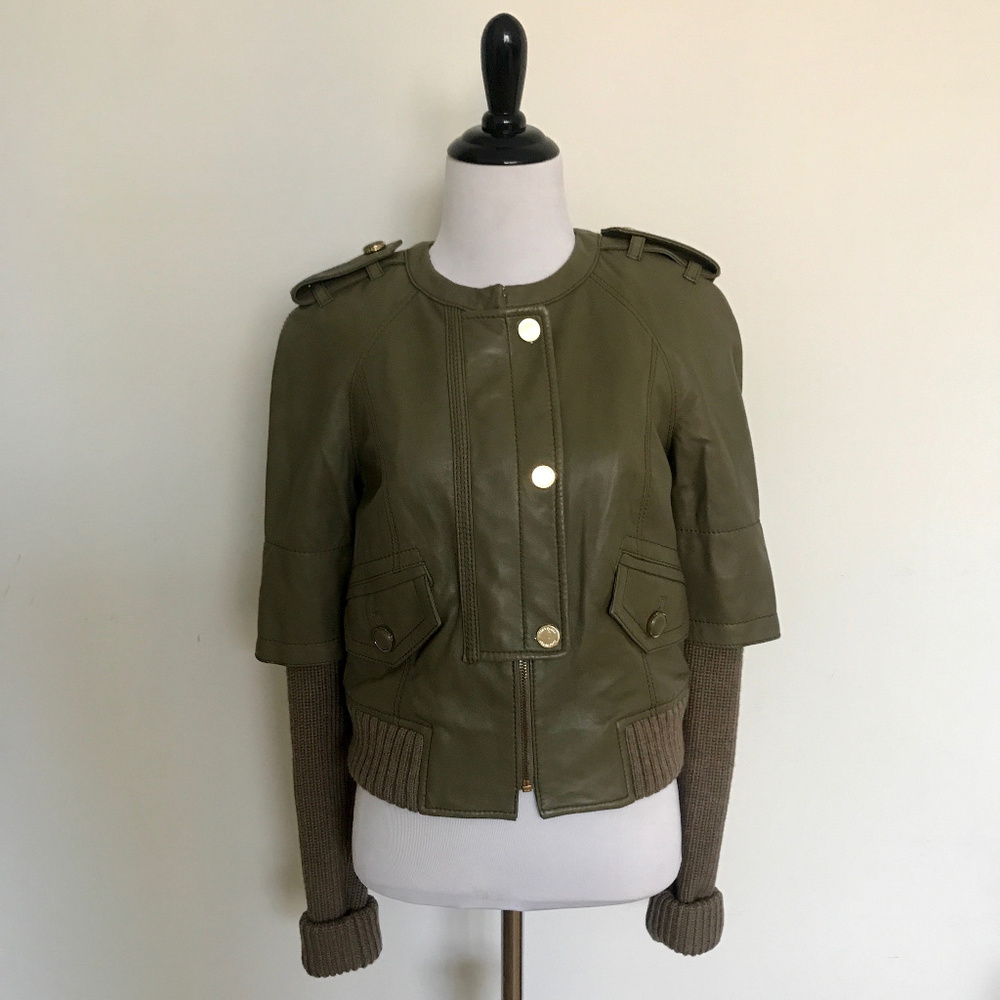 Tory Burch Olive Leather Jacket Size S