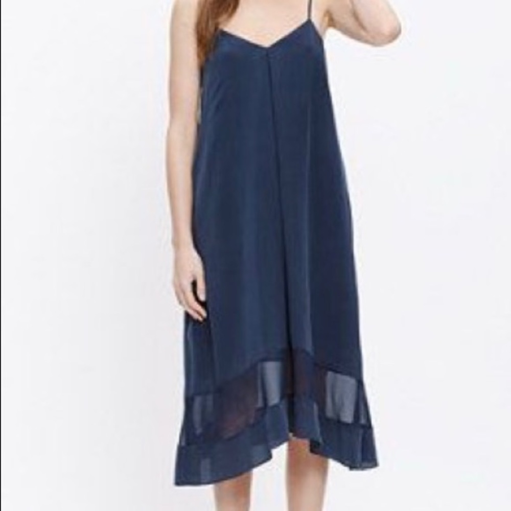 Madewell Silk Navy Midi Dress Xxs