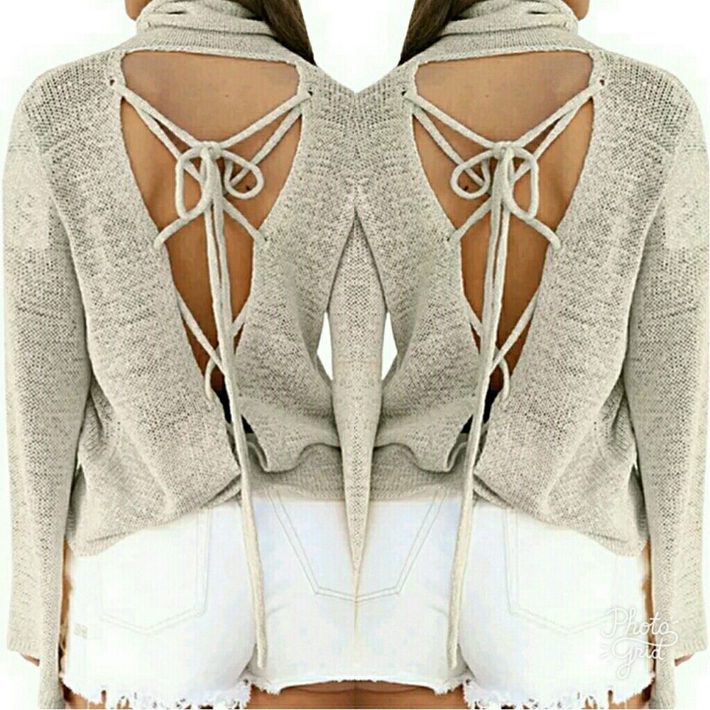 ✔SALE✔💕4 LEFT💕SEXY LITE WT TIE BACK BELL SLV TOP - Picture 3 of 5