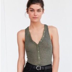 UO Green Henley Tank