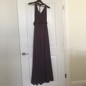 Vera Wang V Neck Halter Gown Plum