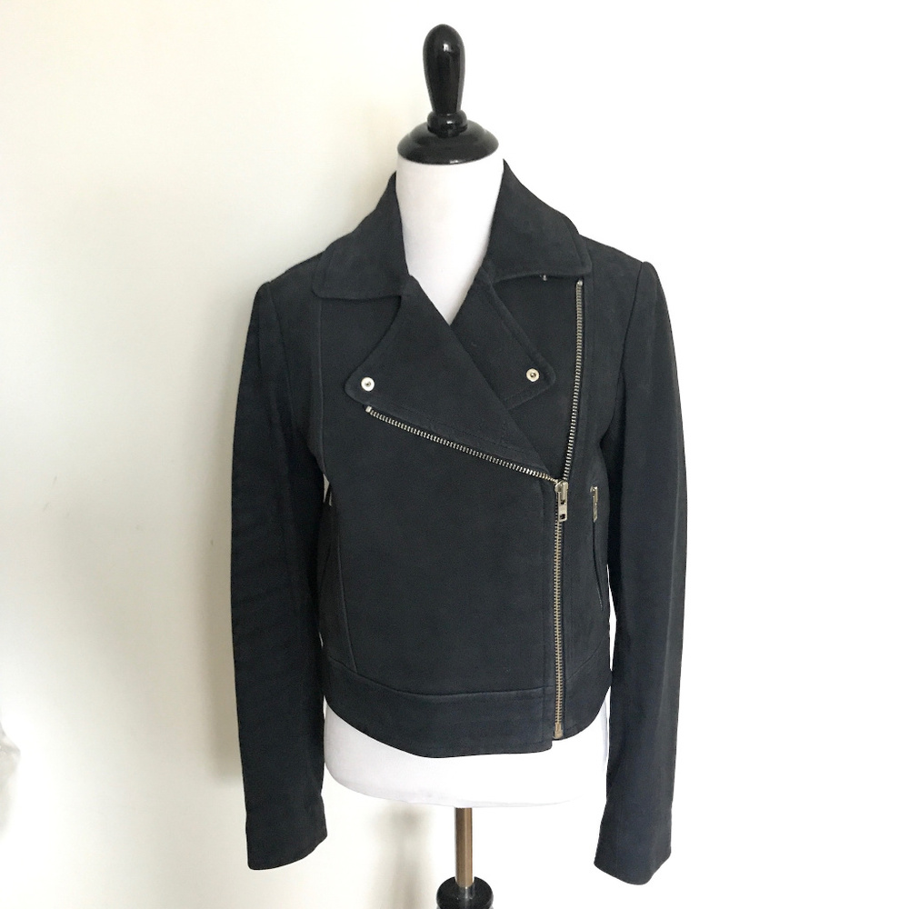 Vince Nubuck Leather Moto Jacket Size Small