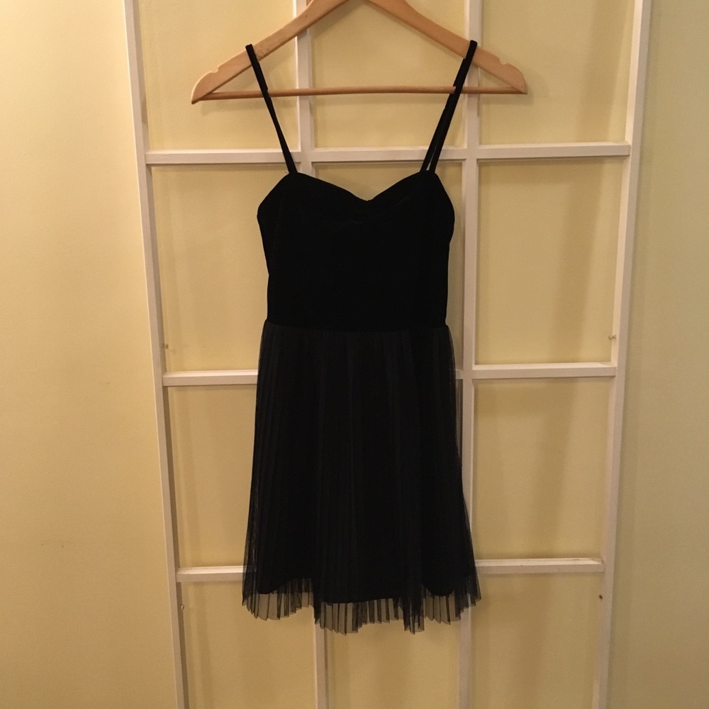 Black velour and tule mini dress