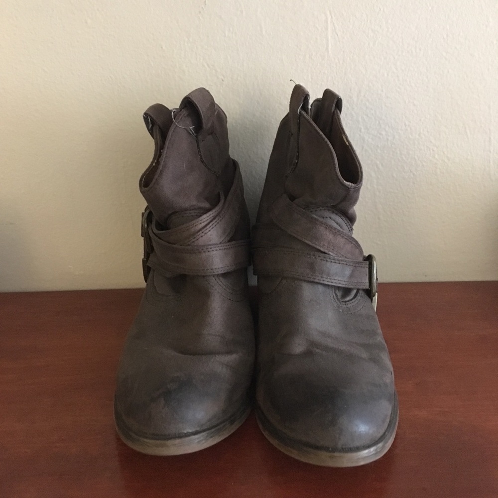 SALE Brown Suede Booties with Buckle