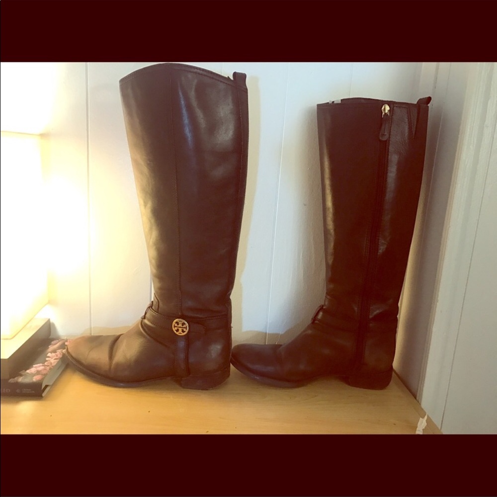 Tory Burch brown leather riding boots