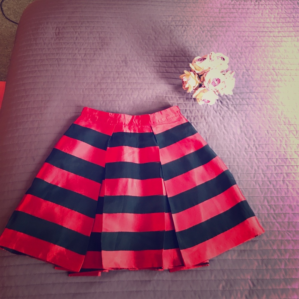 Beautiful black & red striped silk MSGM skirt.