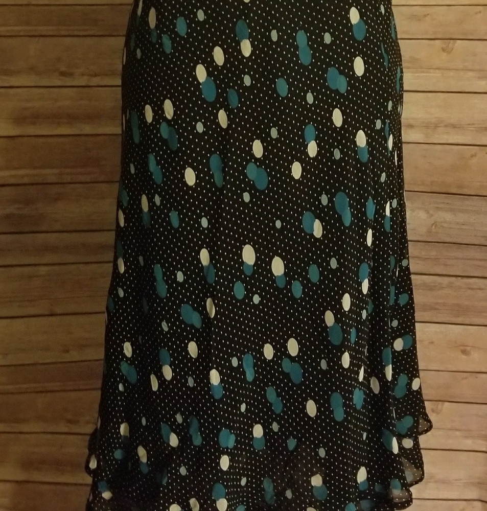Style&Co black skirt with blue and white design.