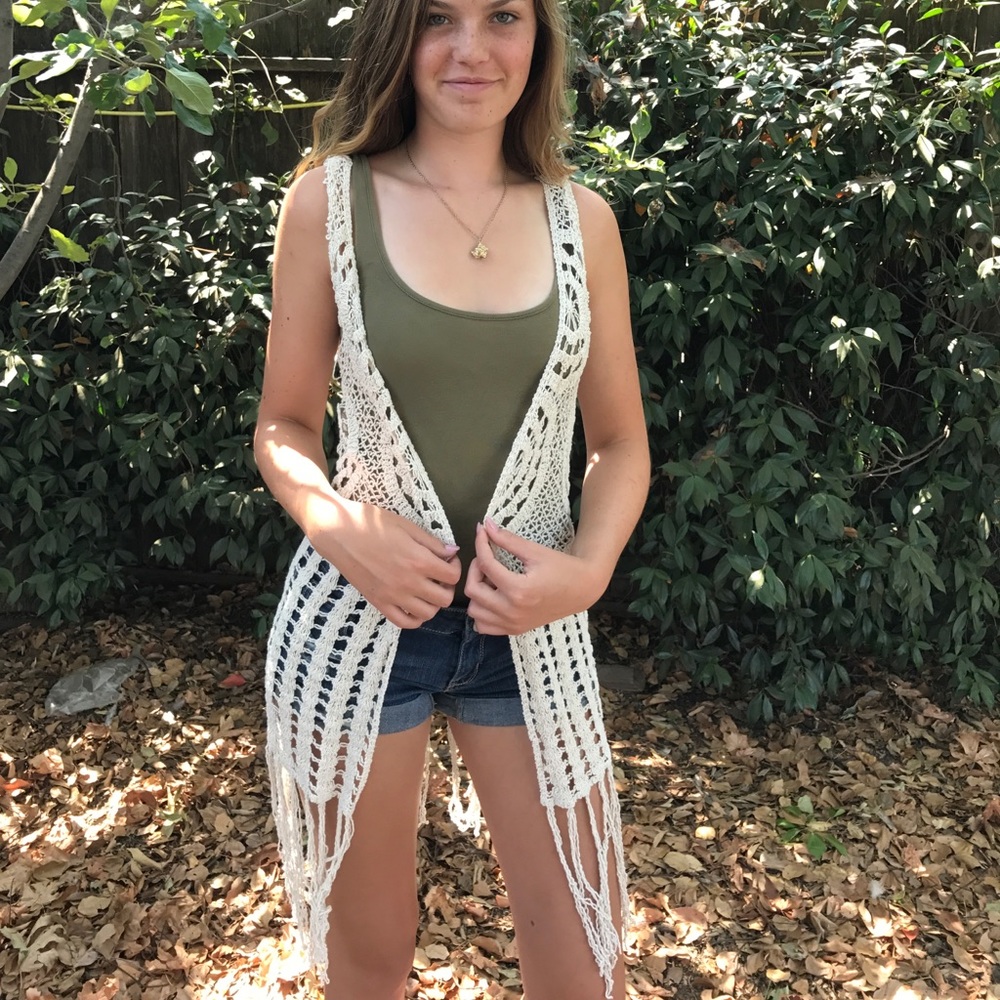 Boho woven shawl // vest