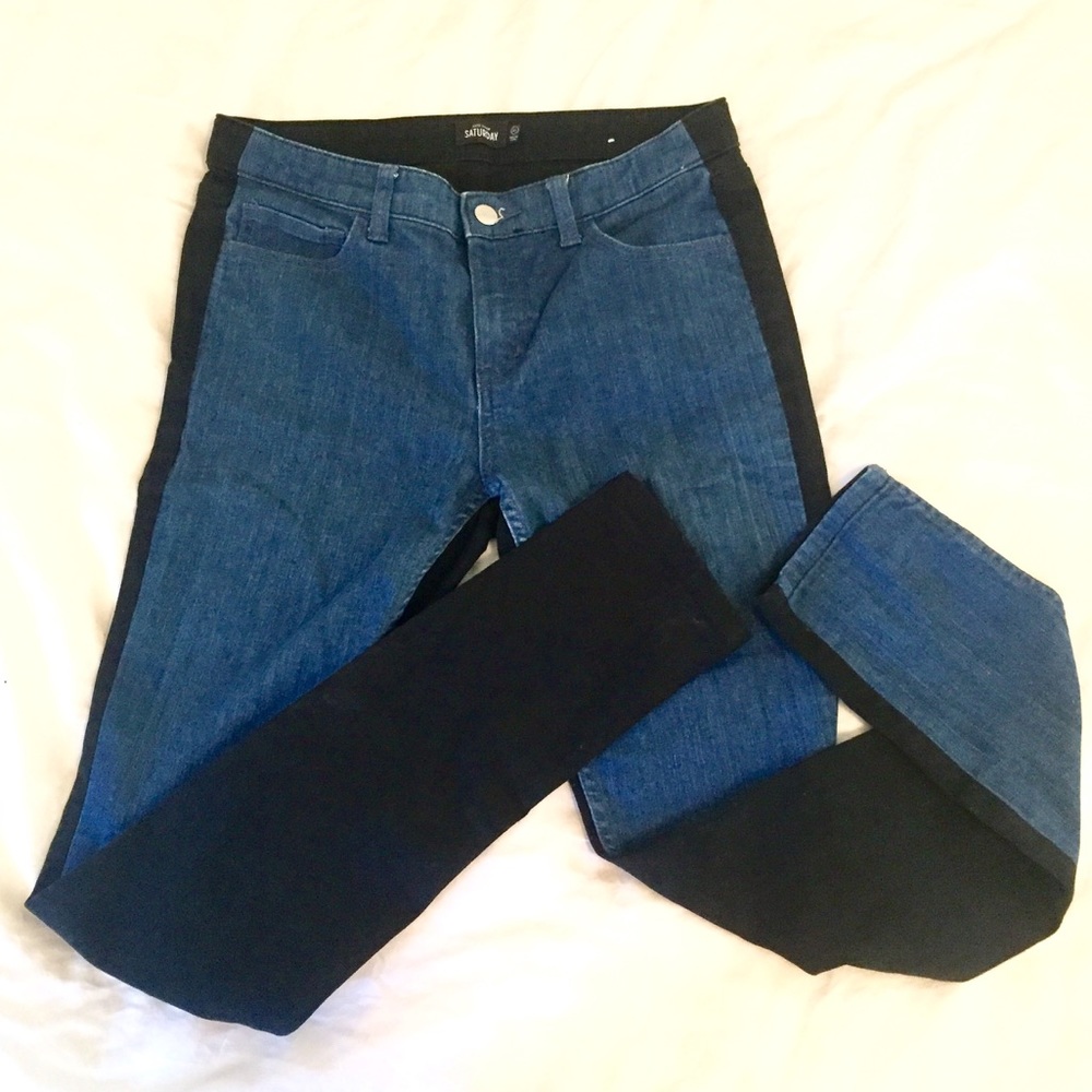 Retro 2-toned denim pants