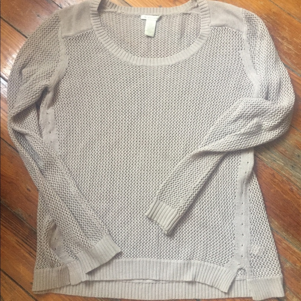 White + Warren brown loose knit sweater