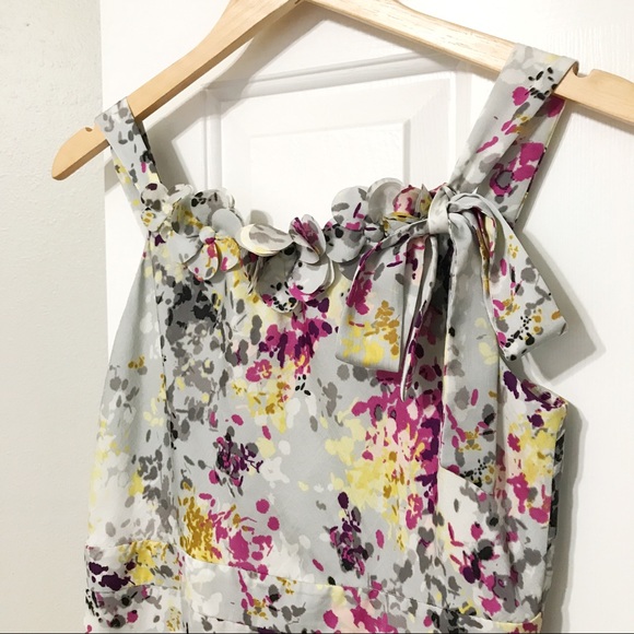 🎀LOFT silver pink floral bow dress 6 /6P see info - Picture 3 of 8