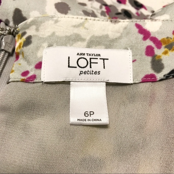 🎀LOFT silver pink floral bow dress 6 /6P see info - Picture 6 of 8