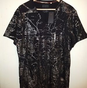 Black Guess foil design mens shirt.