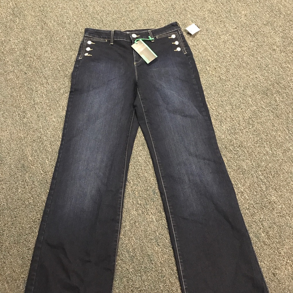 Denim Mid Rise Jeans dark boot cut blue