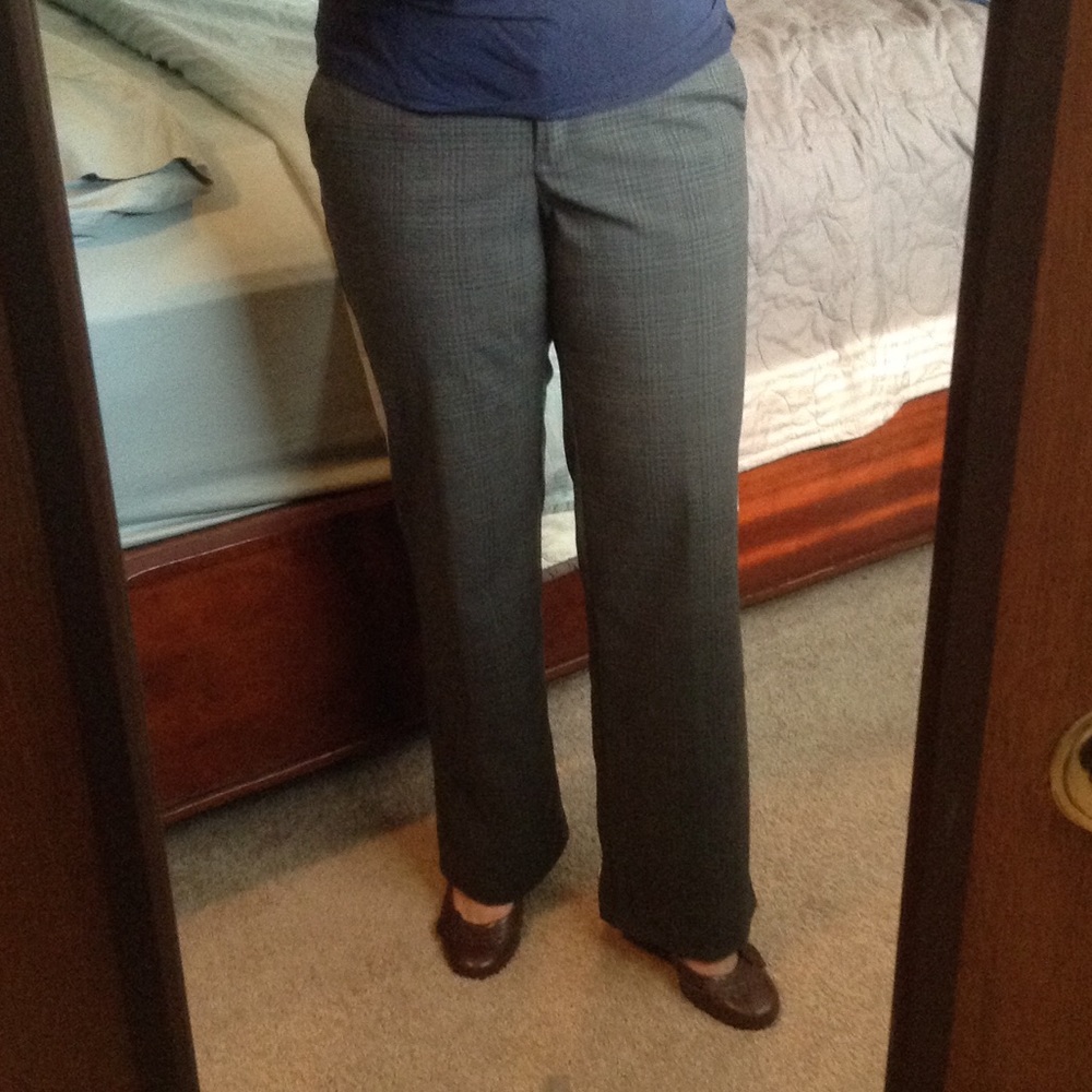 Grey, Plaid Dress Slacks