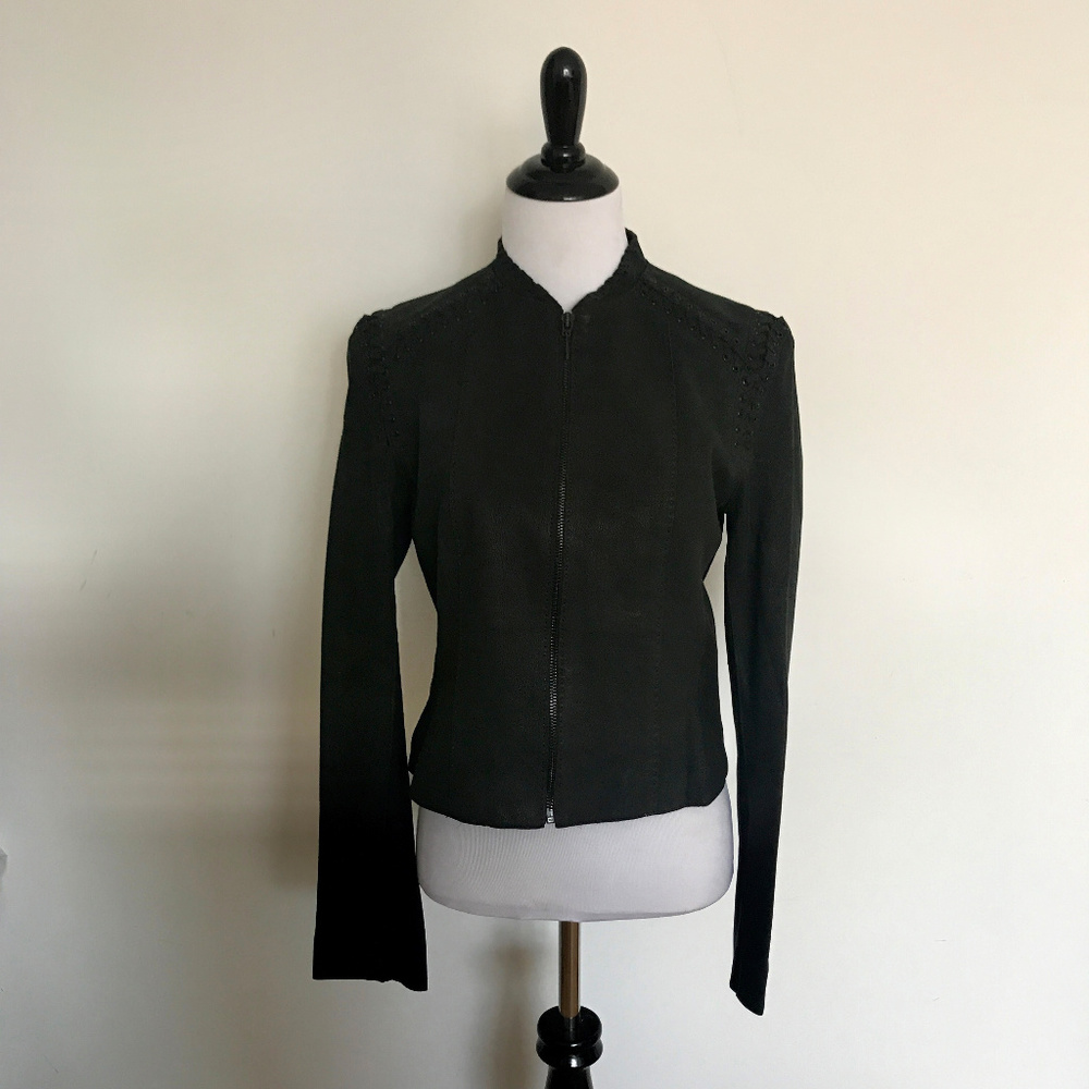 Elie Tahari Dark Navy  Leather Jacket Size S/P
