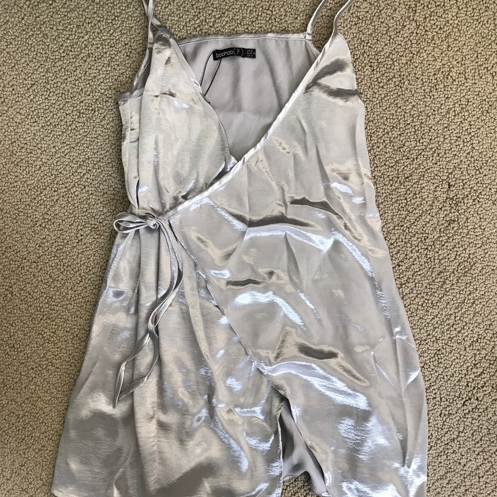 BooHoo Silver Wrap Dress